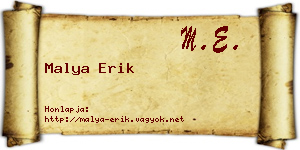 Malya Erik névjegykártya